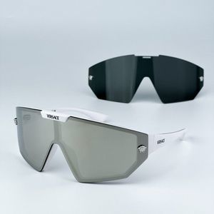 NEW Versace VE4461 314/87 White Grey Mirror Silver Detachable Lens Sunglasses